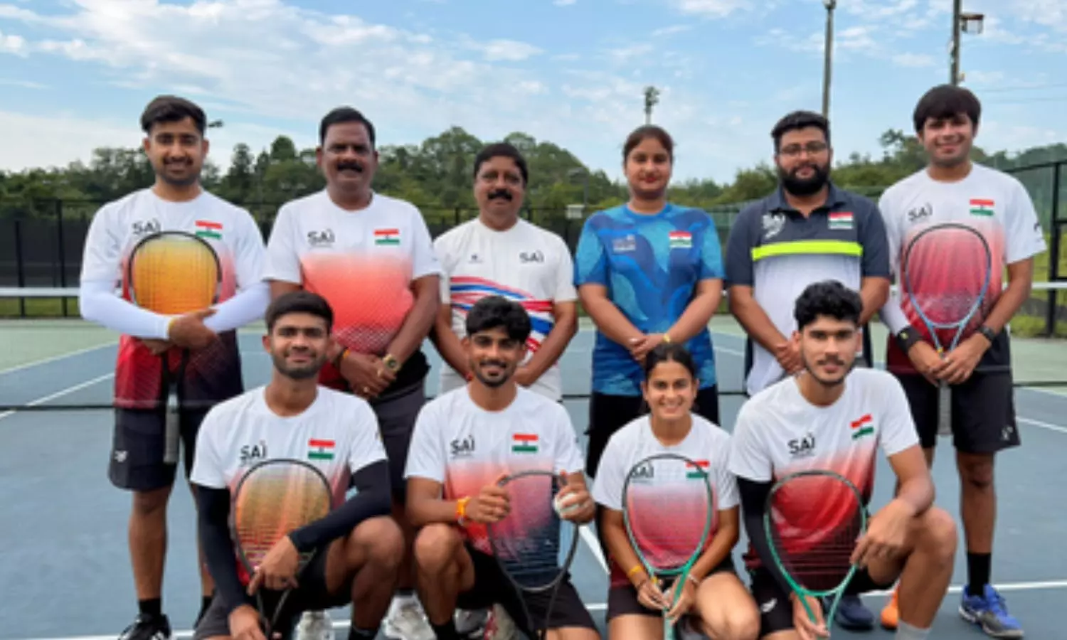 Indian men’s soft tennis team, comprising Jay Meena Indian men’s soft tennis team, comprising Jay Meena