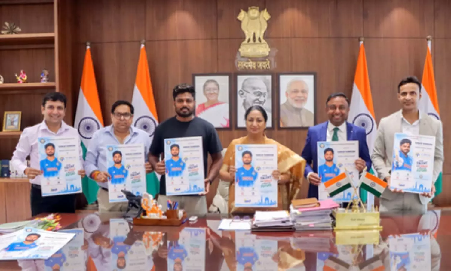 Delhi Chief Minister Rekha Gupta on Friday met star cricketer and youth icon Sanju Samson and congratulated him Delhi Chief Minister Rekha Gupta on Friday met star cricketer and youth icon Sanju Samson and congratulated him