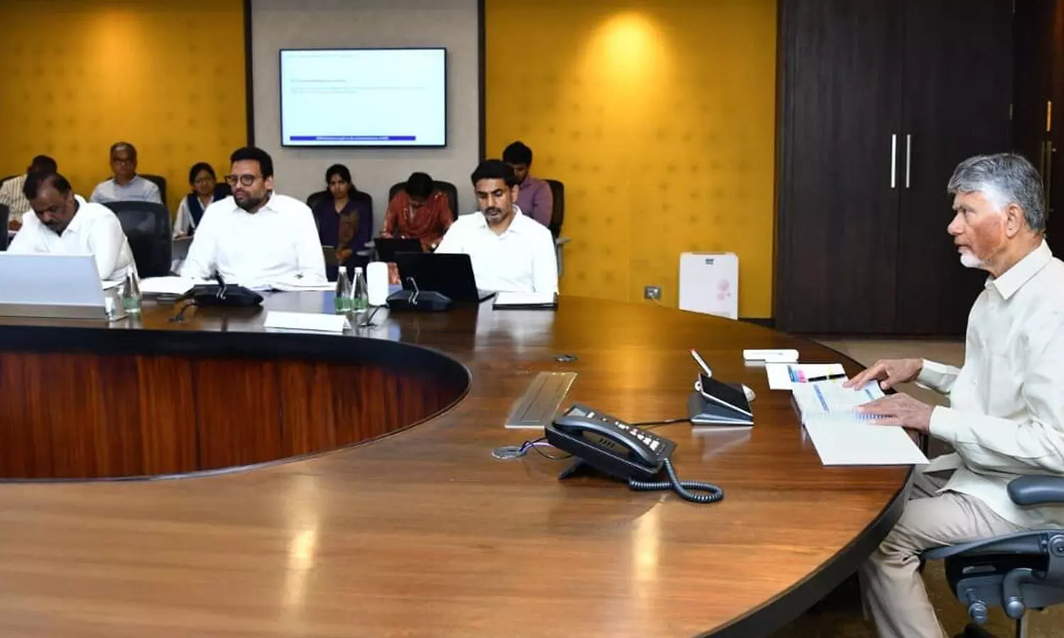 Chief Minister N Chandrababu Naidu chairing the 21st SIPB meeting in the Secretariat on Friday Chief Minister N Chandrababu Naidu chairing the 21st SIPB meeting in the Secretariat on Friday
