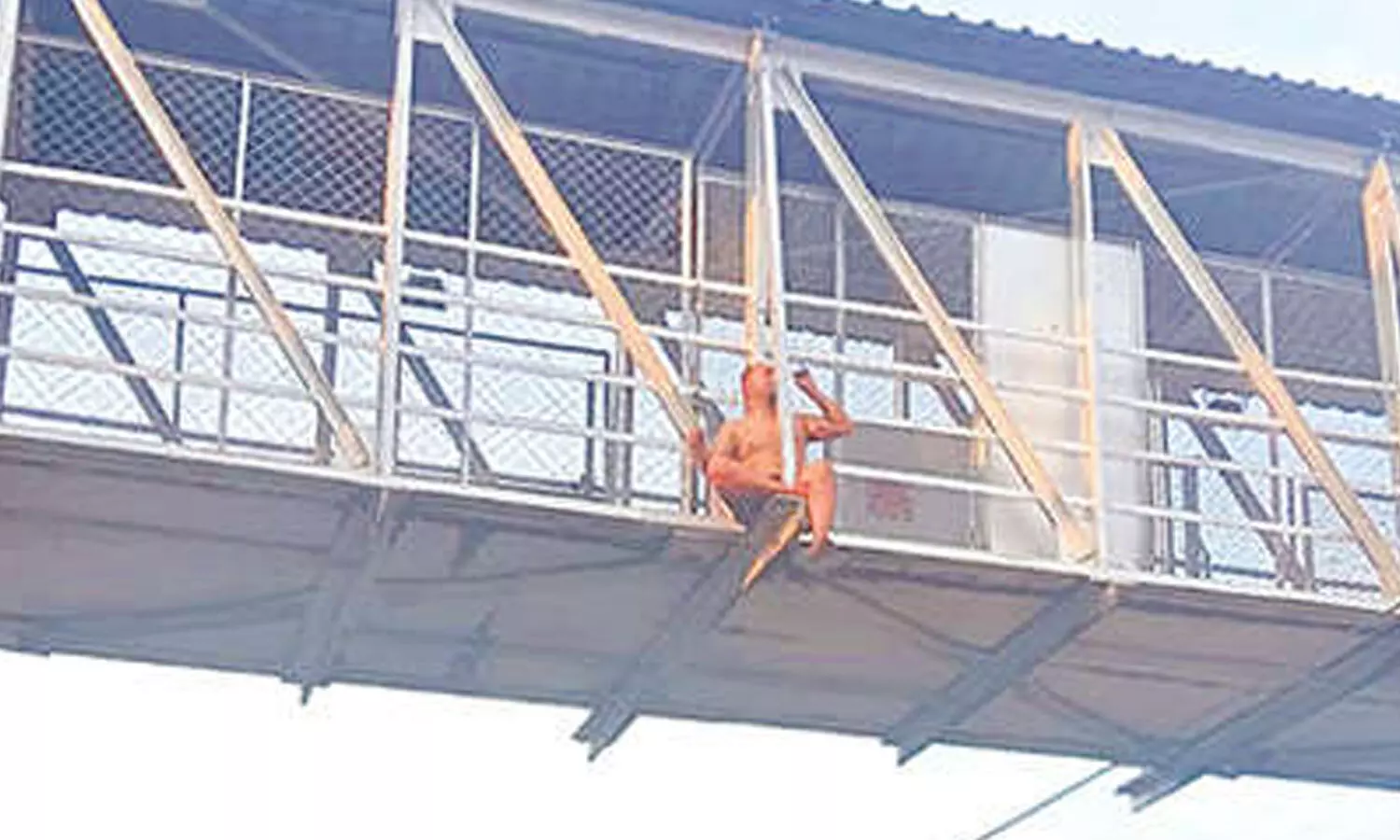 Prakash Roy from Assam at the foot over bridge of Renigunta railway station on Friday Prakash Roy from Assam at the foot over bridge of Renigunta railway station on Friday