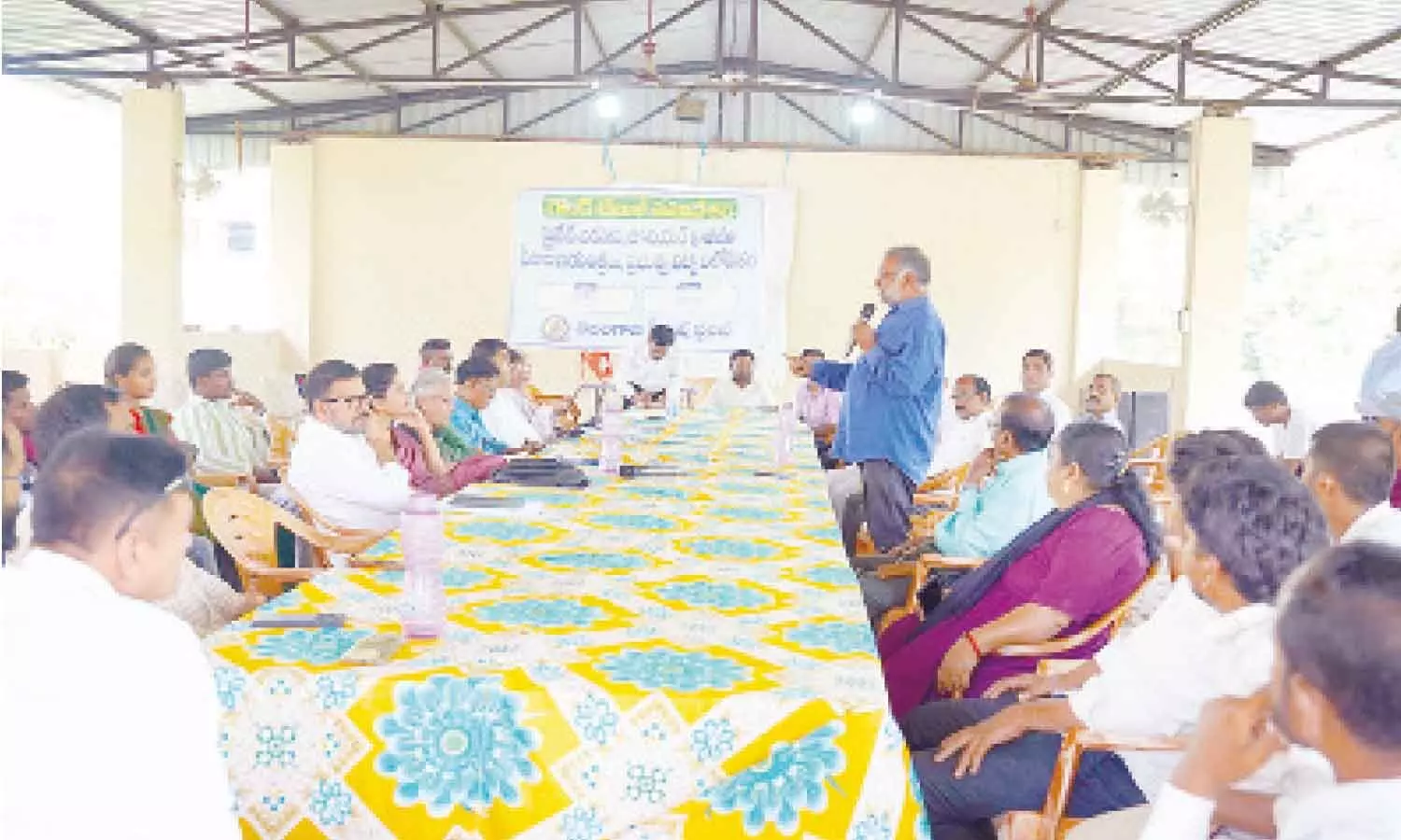 A round-table conference in progress at Sundarayya Bhavan in Adilabad on Sunday A round-table conference in progress at Sundarayya Bhavan in Adilabad on Sunday