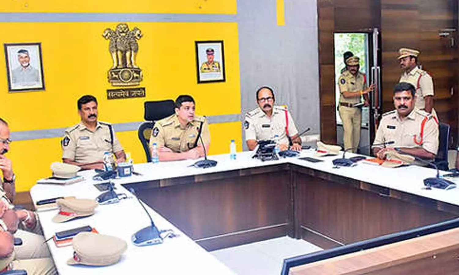 DCP Krishna Kanth Patel, along with Central Zone DCP K Damodar Rao, and other inspectors, addressing a press conference at the NTR Commissionerate in Vijayawada DCP Krishna Kanth Patel, along with Central Zone DCP K Damodar Rao, and other inspectors, addressing a press conference at the NTR Commissionerate in Vijayawada