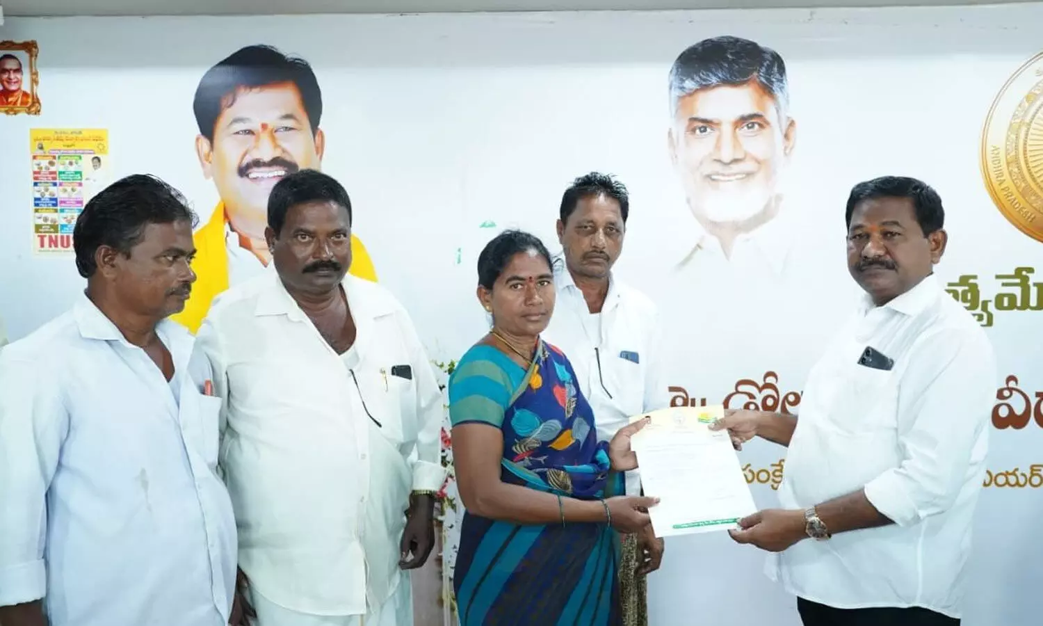 Minister DSBV Swamy distributing CMRF cheque to a beneficiary at Turpu Nayudupalem on Sunday Minister DSBV Swamy distributing CMRF cheque to a beneficiary at Turpu Nayudupalem on Sunday