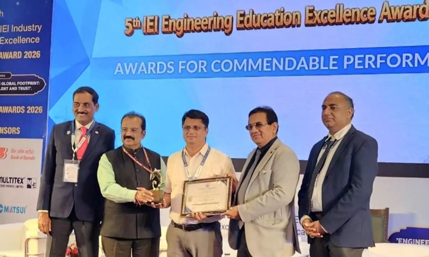 VIIT Duvvada officials receiving the Commendable Performance’ Award at the 5thIEI Engineering Education Excellence Awards 2026 VIIT Duvvada officials receiving the Commendable Performance’ Award at the 5thIEI Engineering Education Excellence Awards 2026