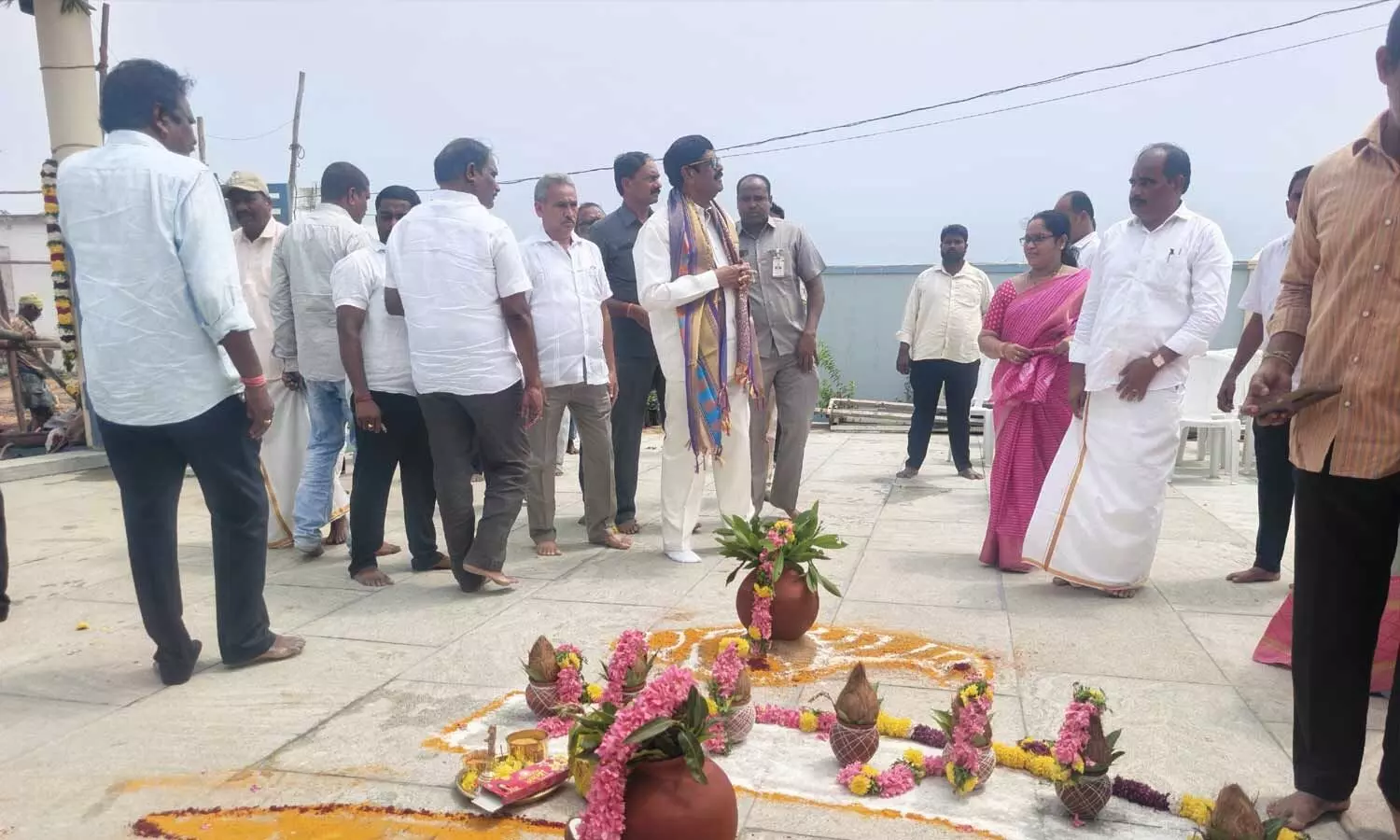 Endowments Minister Anam Ramanarayana Reddy inspecting the ongoing arrangements related to Rs 53 crores worth development works in Atmakur on Sunday Endowments Minister Anam Ramanarayana Reddy inspecting the ongoing arrangements related to Rs 53 crores worth development works in Atmakur on Sunday