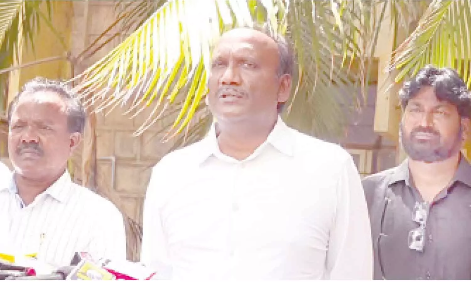 Former MLA Amanchi Krishna Mohan speaking to the media at Collectorate in Ongole on Monday Former MLA Amanchi Krishna Mohan speaking to the media at Collectorate in Ongole on Monday