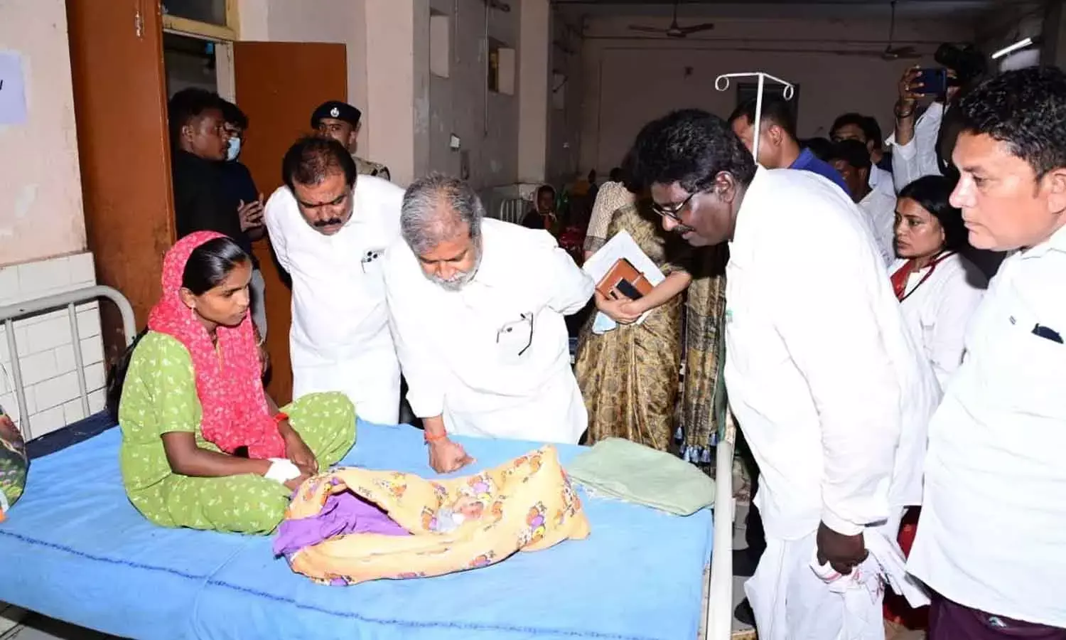 Health Minister Damodar Raja Narasimha visits RIMS Hospital in Adilabad following a fire accident that left three infants killed on Monday night