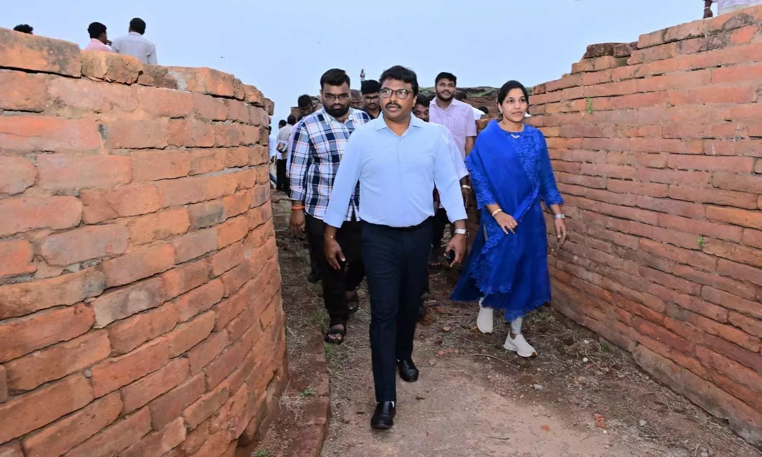 Collector P Raja Babu and Darsi TDP in-charge Dr Gottipati Lakshmi inspecting the Buddhist Sthupa at Chandavaram on Tuesday Collector P Raja Babu and Darsi TDP in-charge Dr Gottipati Lakshmi inspecting the Buddhist Sthupa at Chandavaram on Tuesday