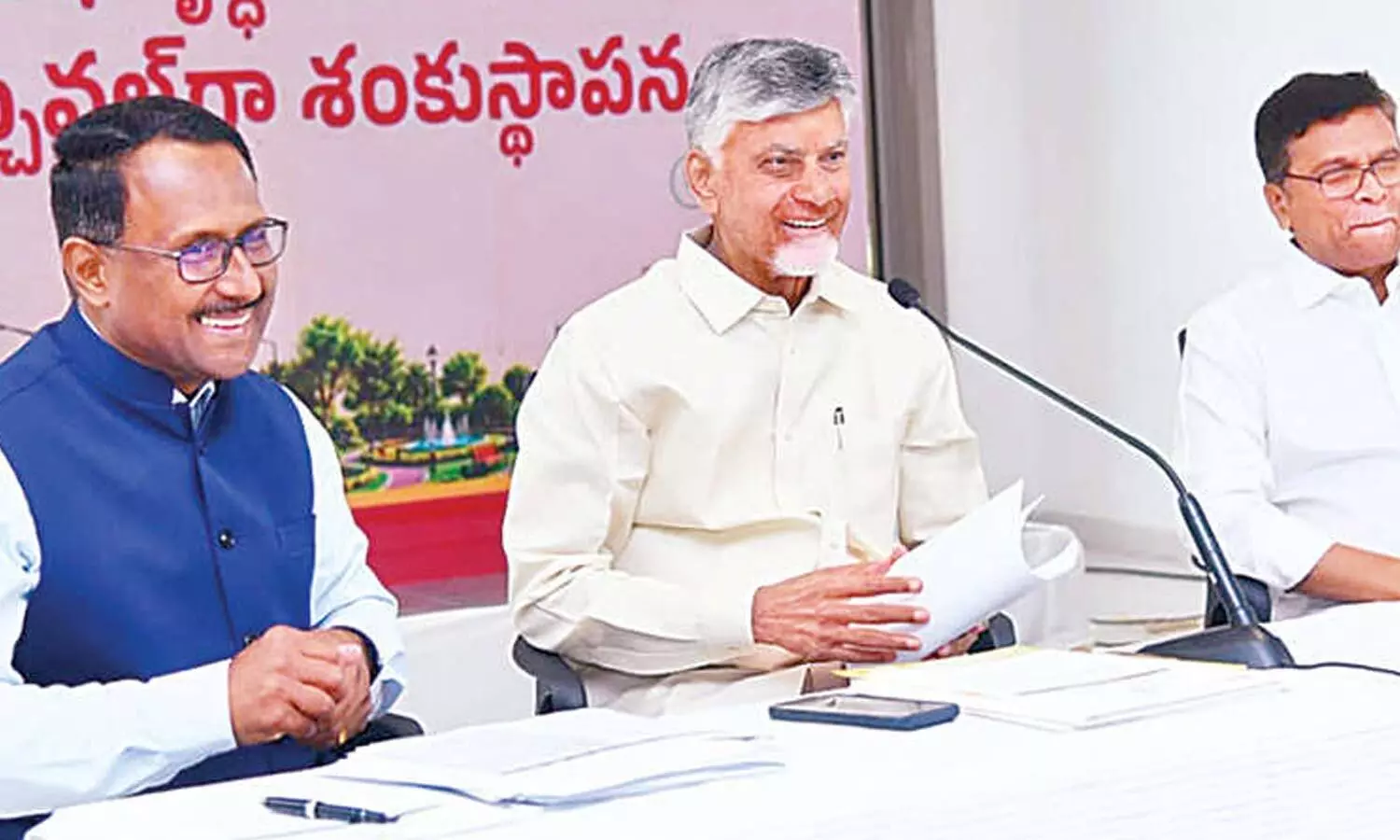 Chief Minister N Chandrababu Naidu launching the urban infrastructure drive at Kuppam on Tuesday. Principal Secretary Suresh Kumar and MP D Prasada Rao are also seen Chief Minister N Chandrababu Naidu launching the urban infrastructure drive at Kuppam on Tuesday. Principal Secretary Suresh Kumar and MP D Prasada Rao are also seen