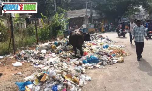 Heaps of garbage greet students, people near Manohar Theatre