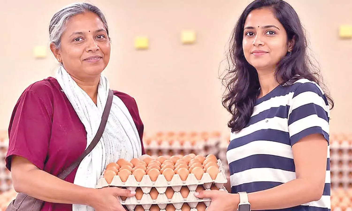 Native Table founder Mulpuri Charita donating brown eggs to Little Hope Trust for distribution to underprivileged children in Vijayawada on Friday Native Table founder Mulpuri Charita donating brown eggs to Little Hope Trust for distribution to underprivileged children in Vijayawada on Friday