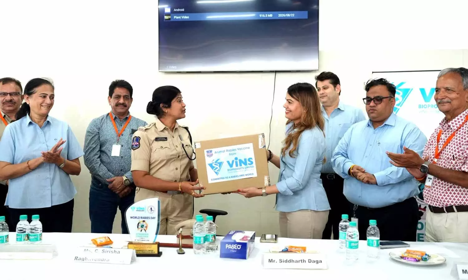 World Rabies Day: Ch. Sirisha, Deputy Commissioner of Police, Shadnagar Zone Joins National Medical Leaders as VINS Hands Over Anti-Rabies Vaccines for 200 City Dogs, Leads Human Chain in Hyderabad World Rabies Day: Ch. Sirisha, Deputy Commissioner of Police, Shadnagar Zone Joins National Medical Leaders as VINS Hands Over Anti-Rabies Vaccines for 200 City Dogs, Leads Human Chain in Hyderabad