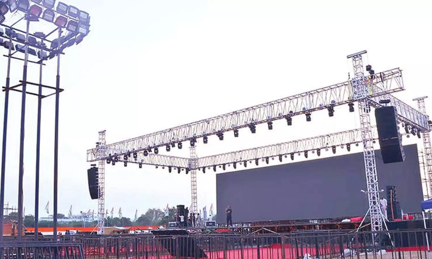 Stage set up for the Chief Minister’s address Stage set up for the Chief Minister’s address