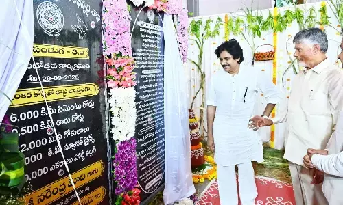 CM Nara Chandrababu Naidu and Dy CM Pawan Kalyan launching developmental works as part of Palle Panduga-3.0 programme at Ramapuram village in Nellore district on Tuesday