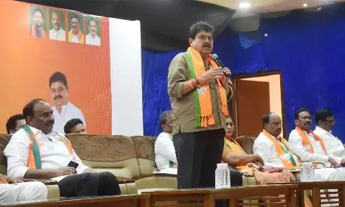 Telangana BJP State president N Ramchander Rao speaking at the preparatory meeting on the Graduate MLC elections
