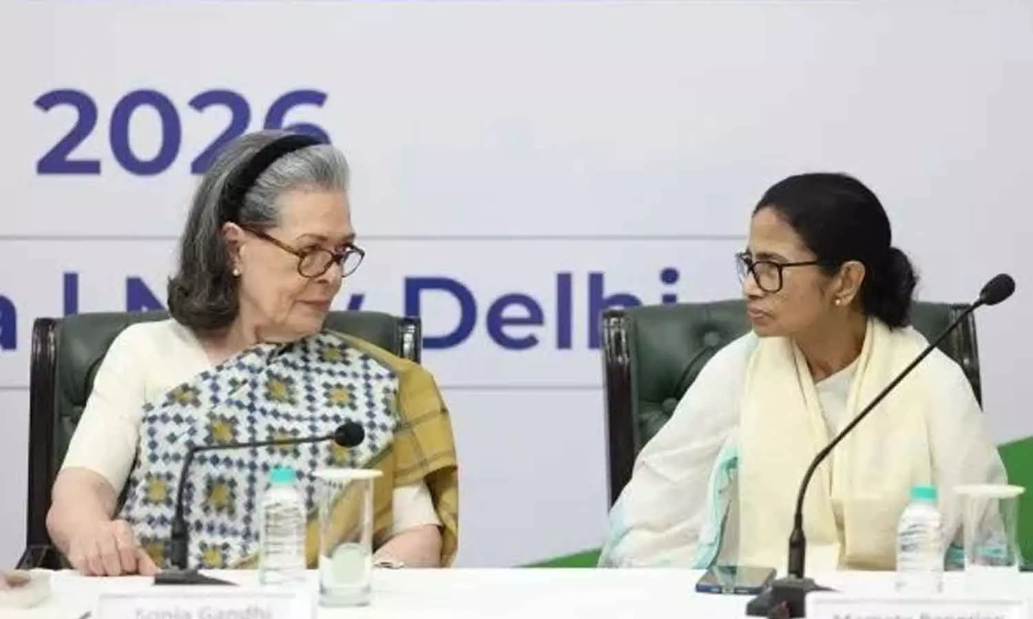 Congress Parliamentary Party Chairperson Sonia Gandhi with former West Bengal Chief Minister Mamata Banerjee at the INDIA bloc meeting in Delhi Congress Parliamentary Party Chairperson Sonia Gandhi with former West Bengal Chief Minister Mamata Banerjee at the INDIA bloc meeting in Delhi