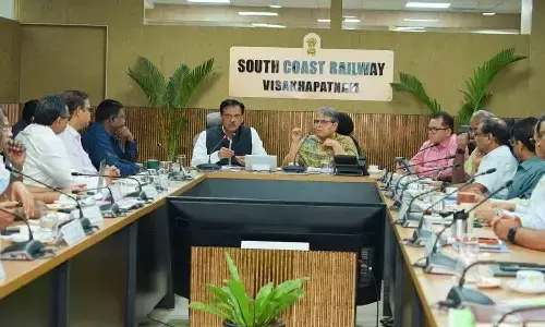Commissioner of Railway Safety, South Central Circle, Madhavi convening a high-level safety review meeting in Visakhapatnam on Wednesday