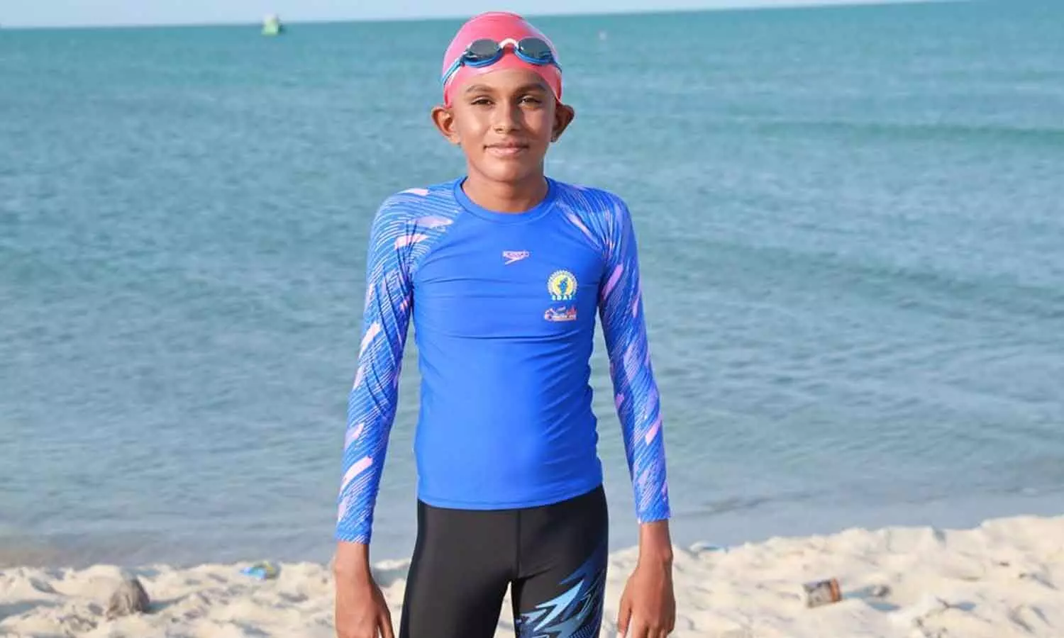 13-yr-old para-swimmer completes 64-km two-way Palk Strait crossing 13-yr-old para-swimmer completes 64-km two-way Palk Strait crossing