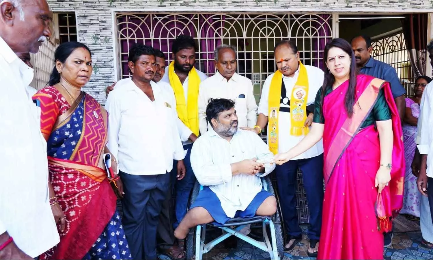 Palnadu district collector Krithika Shukla along with MLA Kanna Lakshminarayana distributing pensions at Rentapalla village on Thursday Palnadu district collector Krithika Shukla along with MLA Kanna Lakshminarayana distributing pensions at Rentapalla village on Thursday