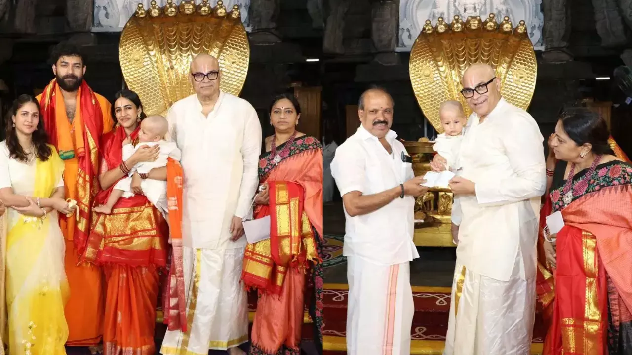 Naga Babu Shares Adorable Pics Of Grandson Vaayuv Tej From Tirumala