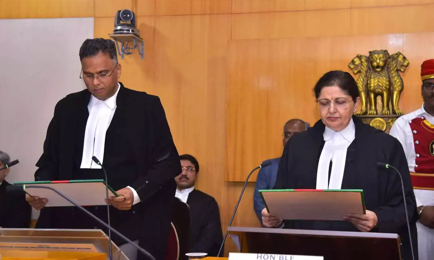 Andhra Pradesh High Court Chief Justice Lisa Gill administers oath to one of the five new judges at High Court on Monday Andhra Pradesh High Court Chief Justice Lisa Gill administers oath to one of the five new judges at High Court on Monday