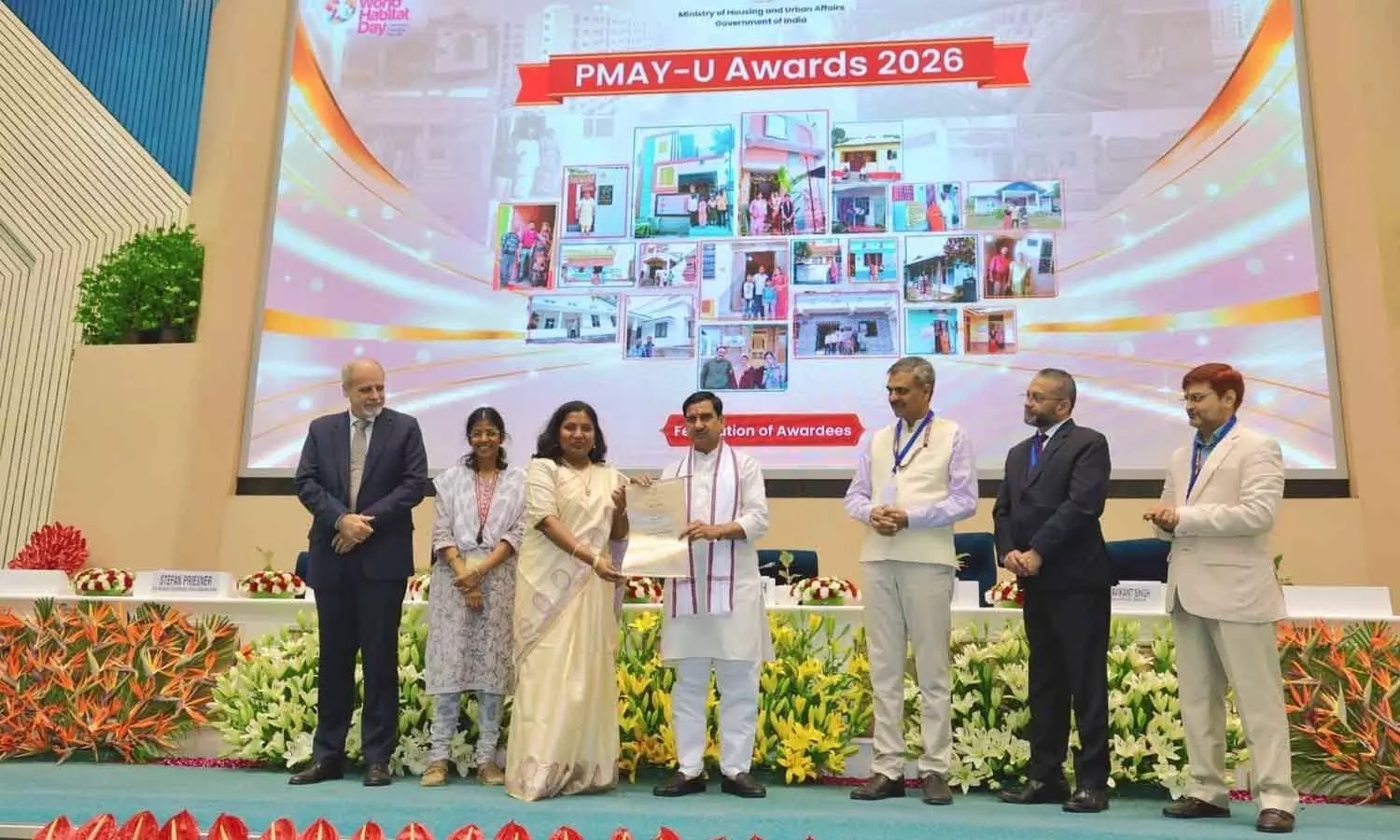 Andhra Pradesh special secretary, housing, M Hephsiba Rani Korlapati receiving the Pradhan Mantri Awas Yojana–Urban 2.0 (PMAY-U 2.0) Award 2026 from Union minister of state for housing and urban affairs Tokhan Sahu in New Delhi on Monday Andhra Pradesh special secretary, housing, M Hephsiba Rani Korlapati receiving the Pradhan Mantri Awas Yojana–Urban 2.0 (PMAY-U 2.0) Award 2026 from Union minister of state for housing and urban affairs Tokhan Sahu in New Delhi on Monday