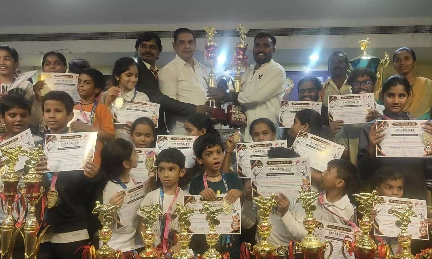 TK Visweswara Reddy presenting mementoes and certificates to winners of the second national-level Kung Fu Championship-2026 TK Visweswara Reddy presenting mementoes and certificates to winners of the second national-level Kung Fu Championship-2026