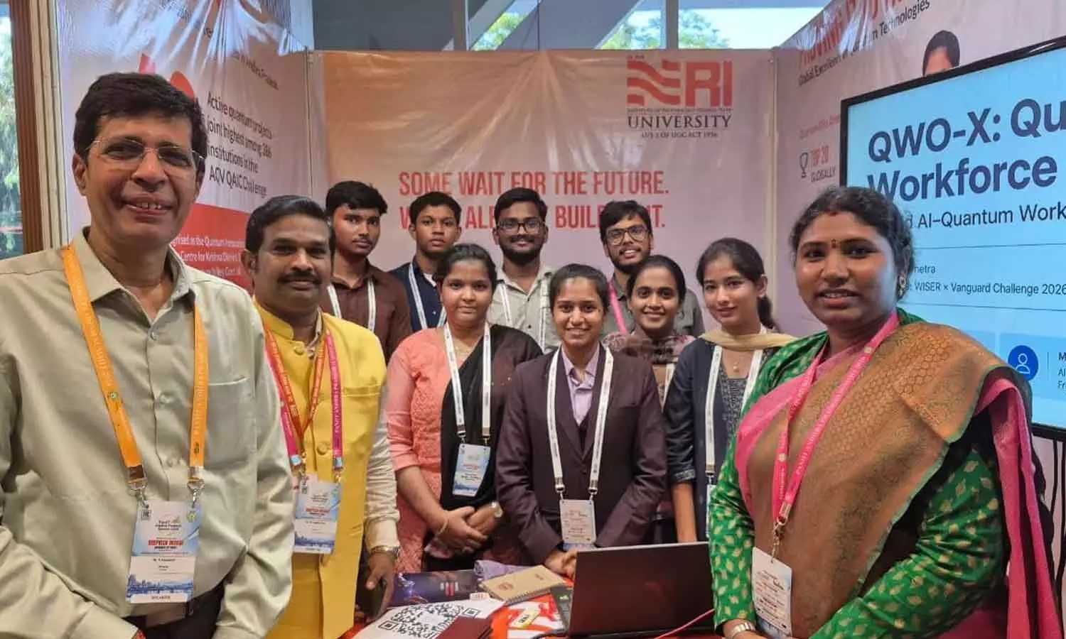 Students of Dr RVR & NRI Institute of Technology (NRIIT) Deemed to be University explaining about ‘Quantum Workforce Optimisation’ project to visitors Students of Dr RVR & NRI Institute of Technology (NRIIT) Deemed to be University explaining about ‘Quantum Workforce Optimisation’ project to visitors