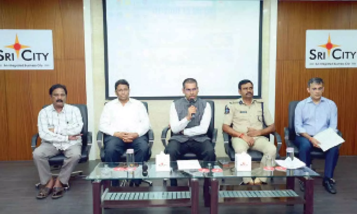 District Collector S Venkateswar addressing the gathering at Sri City on Monday. SP L Subba Rayudu, Sri City MD Ravindra Sannareddy and others are also seen. District Collector S Venkateswar addressing the gathering at Sri City on Monday. SP L Subba Rayudu, Sri City MD Ravindra Sannareddy and others are also seen.