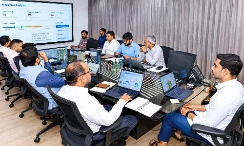 HRD, IT and Electronics Minister Nara Lokesh chairs a review on school infrastructure and skill development at Undavalli on Monday