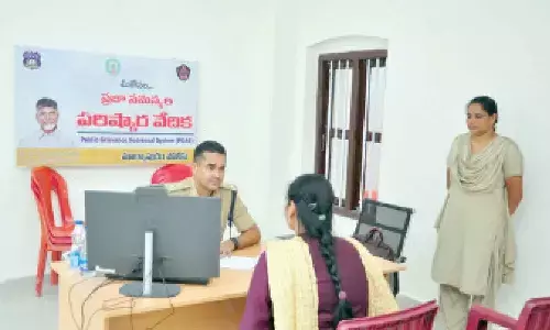SP Pankaj Kumar Meena listening to a complainent at PGRS programme in Markapur on Monday SP Pankaj Kumar Meena listening to a complainent at PGRS programme in Markapur on Monday