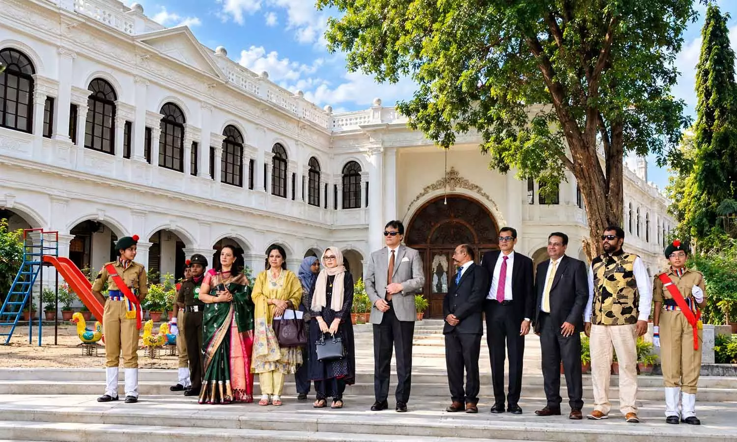 Trustees, school management, and faculty members gathered at the Purani Haveli complex during the 39th Founder’s Day programme of the Mukarram Jah School Trustees, school management, and faculty members gathered at the Purani Haveli complex during the 39th Founder’s Day programme of the Mukarram Jah School