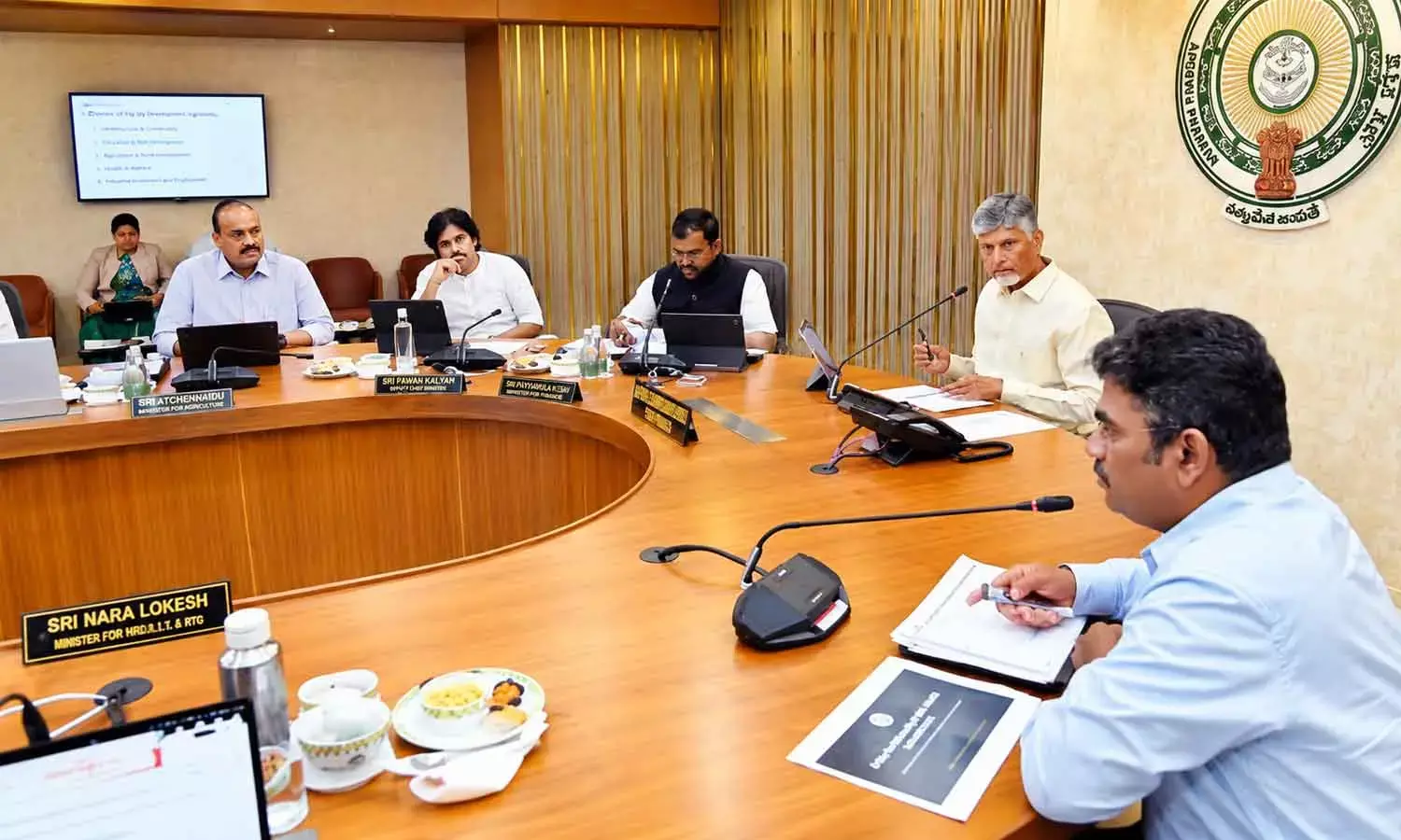 Chief Minister N Chandrababu Naidu chairs the Cabinet meeting in Amaravati on Wednesday Chief Minister N Chandrababu Naidu chairs the Cabinet meeting in Amaravati on Wednesday