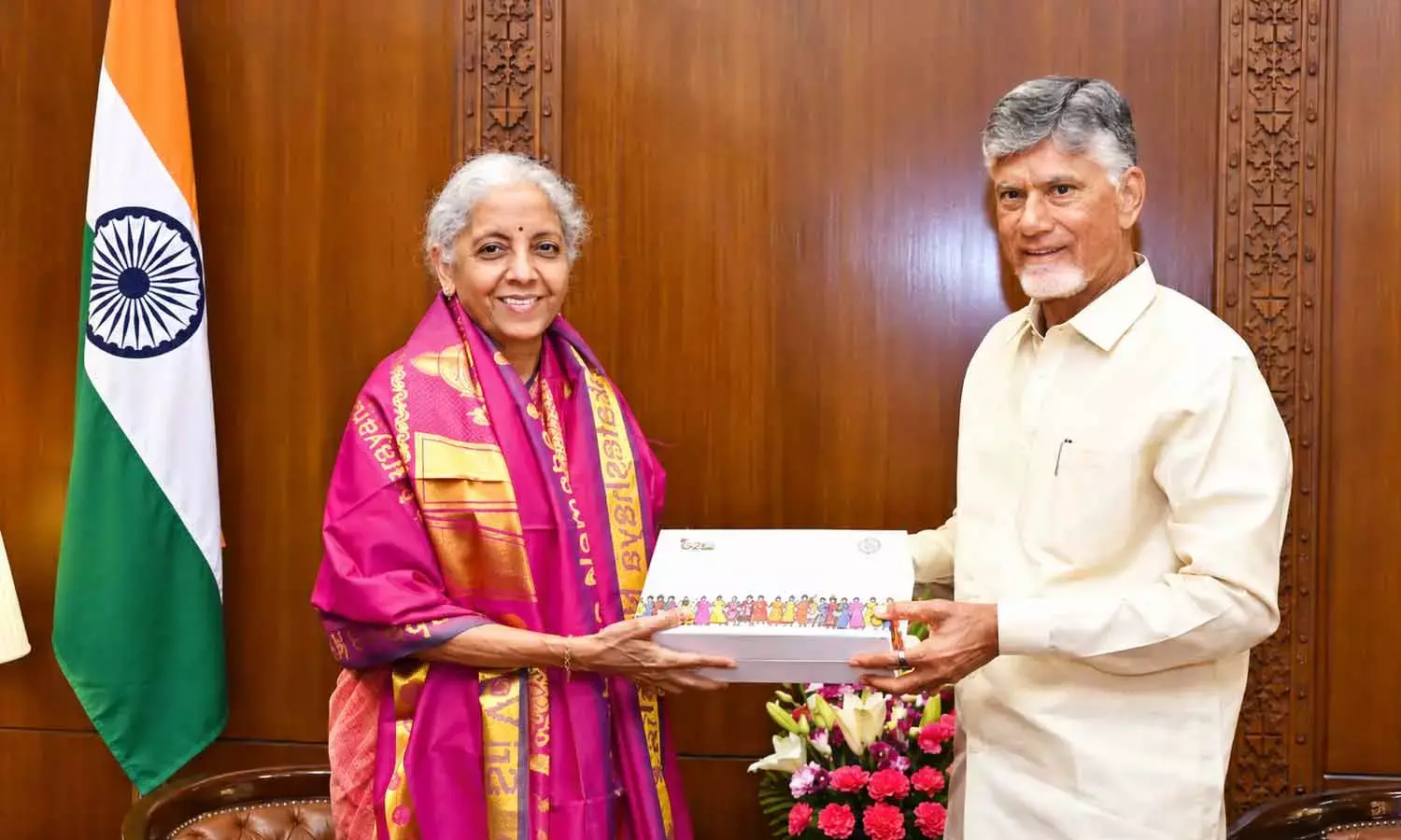 Chief Minister N Chandrababu Naidu meets Union Finance Minister Nirmala Sitharaman in New Delhi on Wednesday Chief Minister N Chandrababu Naidu meets Union Finance Minister Nirmala Sitharaman in New Delhi on Wednesday