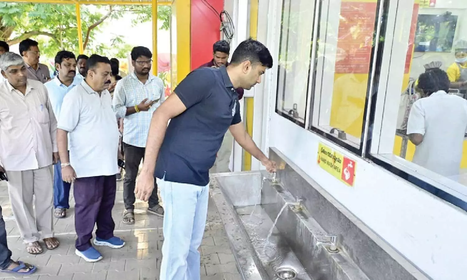 VMC Commissioner HM Dhyanachandra inspecting the water purification process at the VR Aqua RO water plant at Satyanarayanapuram in Vijayawada on Tuesday VMC Commissioner HM Dhyanachandra inspecting the water purification process at the VR Aqua RO water plant at Satyanarayanapuram in Vijayawada on Tuesday