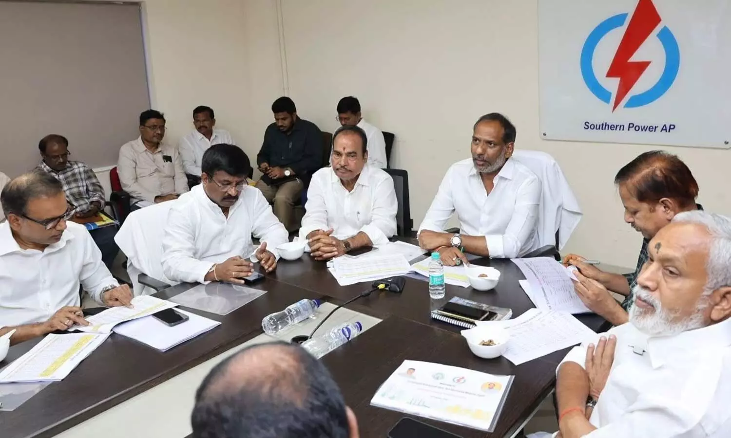 Energy Minister Gottipati Ravi Kumar presiding over a high-level review meeting with APSPDCL officials and local MLAs in Tirupati on Tuesday Energy Minister Gottipati Ravi Kumar presiding over a high-level review meeting with APSPDCL officials and local MLAs in Tirupati on Tuesday