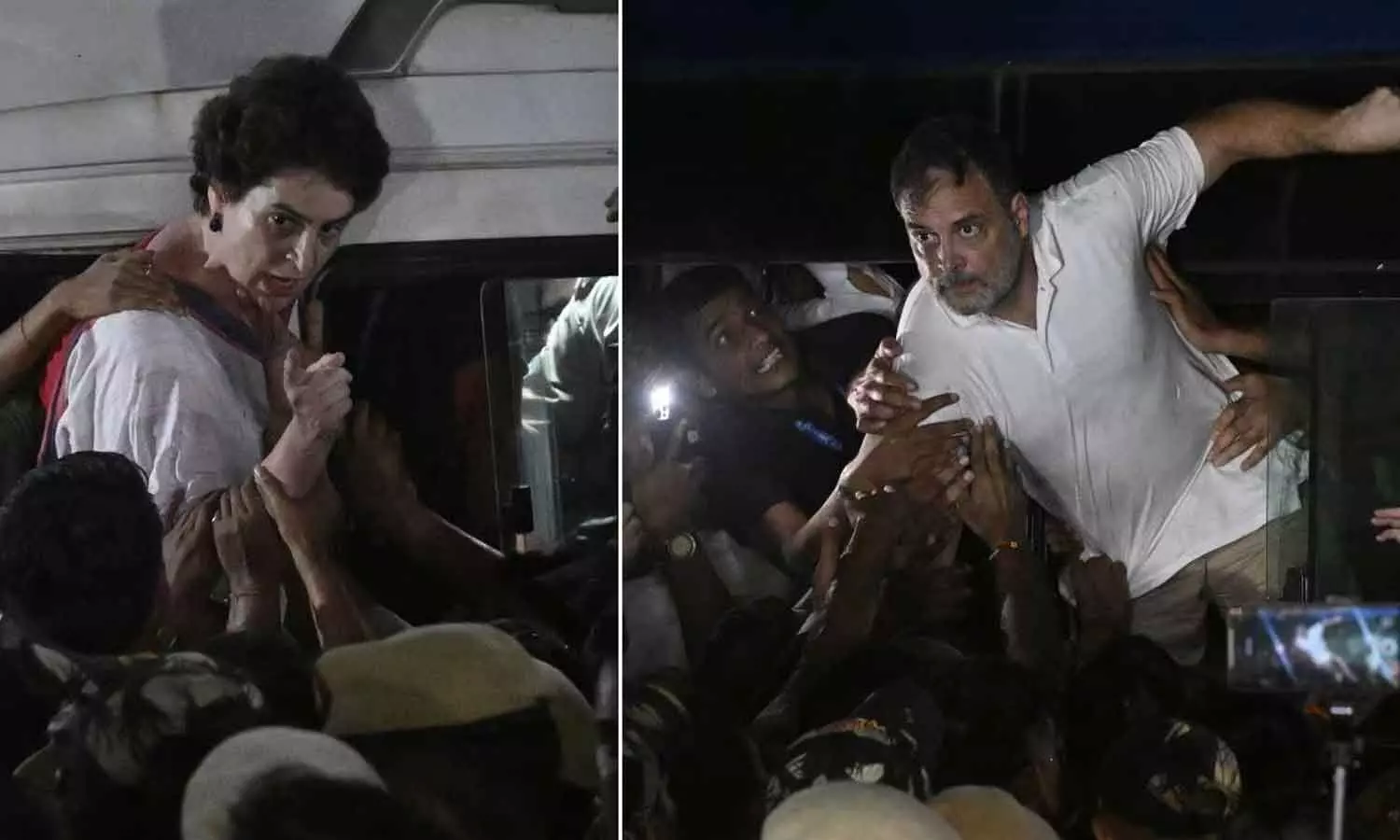 Rahul, Priyanka removed from protest site, detained Rahul, Priyanka removed from protest site, detained