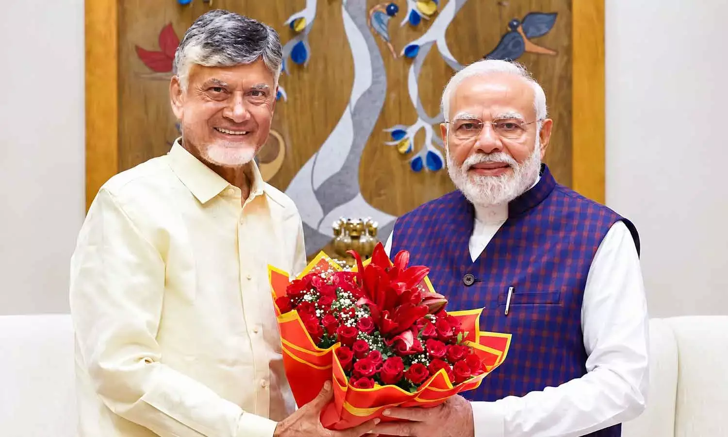CM Chandrababu Naidu greets PM Modi in New Delhi on Thursday CM Chandrababu Naidu greets PM Modi in New Delhi on Thursday