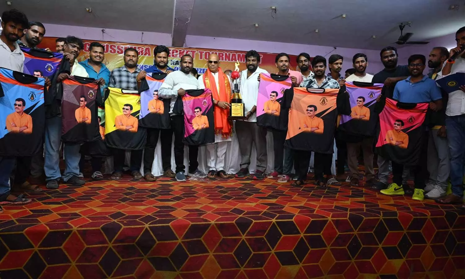 Dasara PG Cricket Tournament trophy, jersey unveiled Dasara PG Cricket Tournament trophy, jersey unveiled