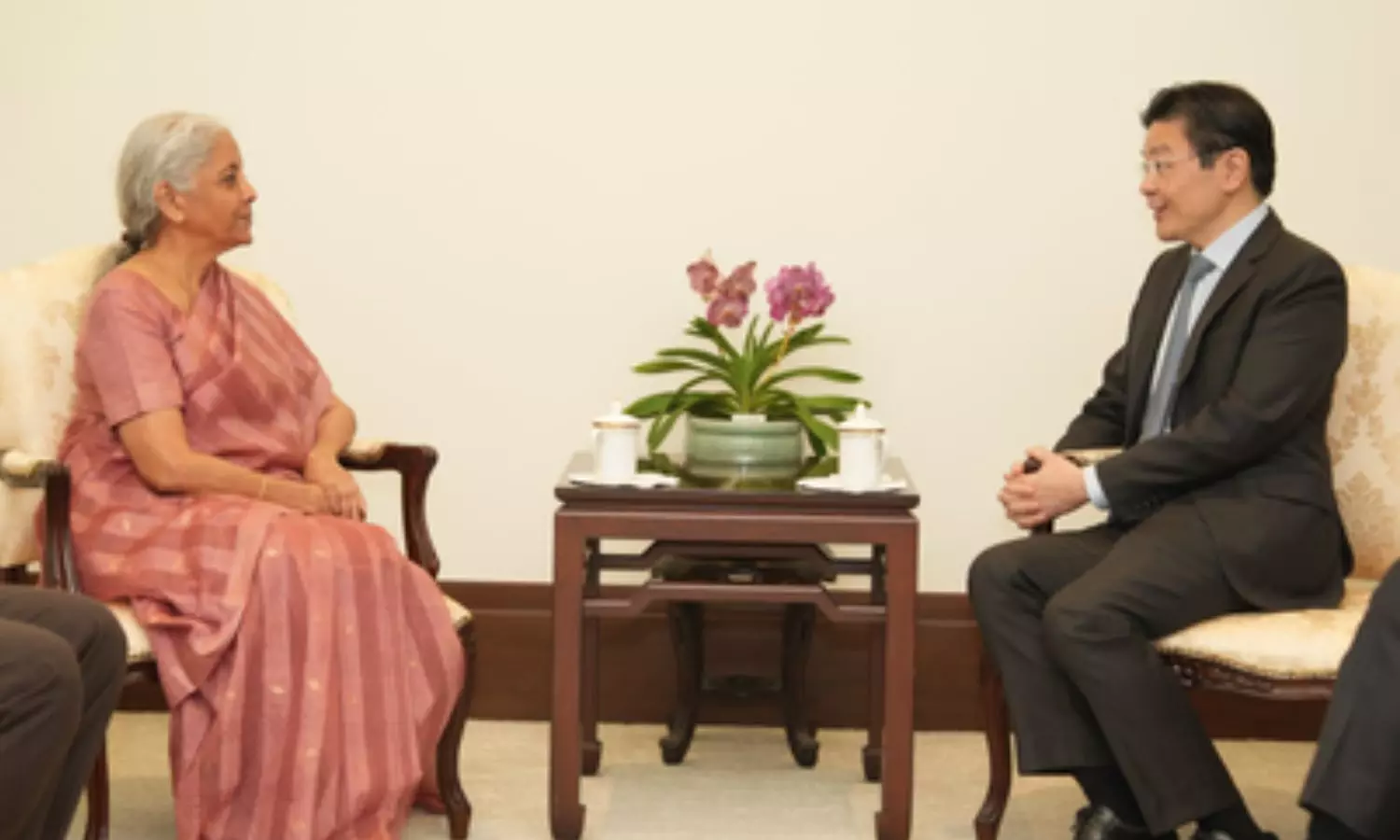 Finance Minister Nirmala Sitharaman and Singapore Prime Minister Lawrence Finance Minister Nirmala Sitharaman and Singapore Prime Minister Lawrence