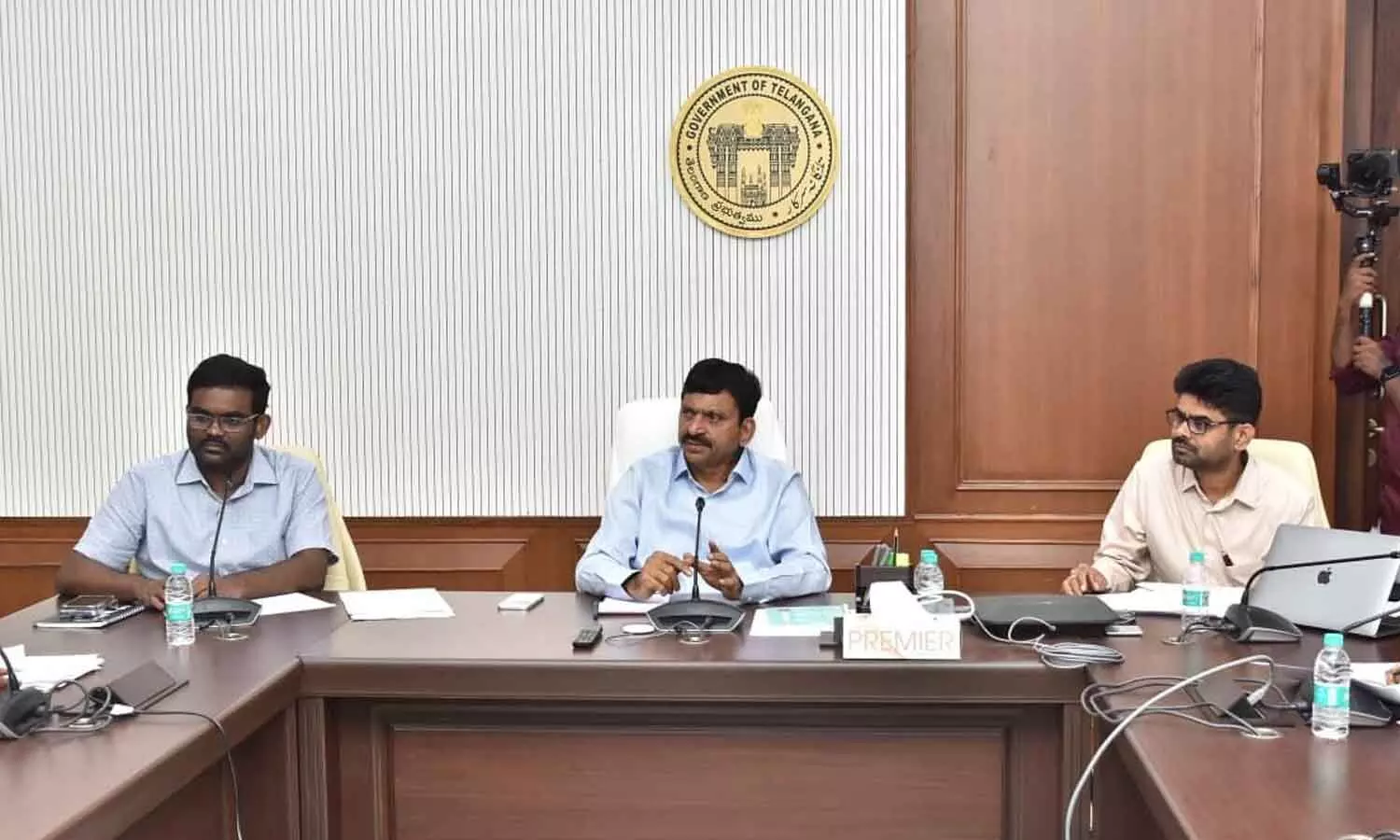 Minister for Revenue, Housing and Information and Public Relations Ponguleti Srinivas Reddy holds a high-level review meeting with officials at the Secretariat on Friday to assess the progress and implementation of the land re-survey Minister for Revenue, Housing and Information and Public Relations Ponguleti Srinivas Reddy holds a high-level review meeting with officials at the Secretariat on Friday to assess the progress and implementation of the land re-survey