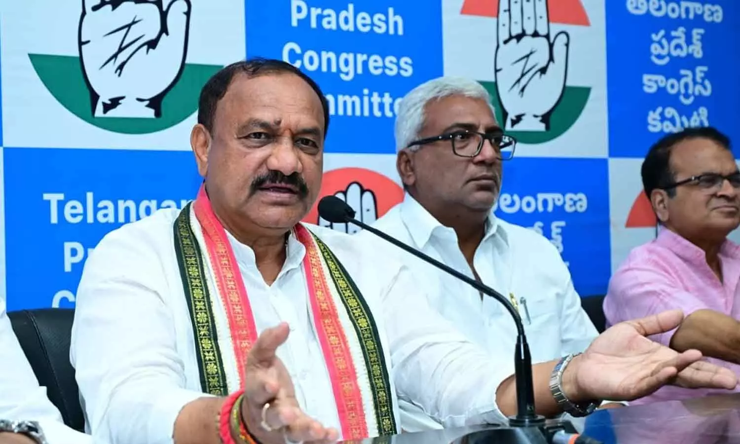TPCC president B Mahesh Kumar Goud speaking to the media at Gandhi Bhavan on Friday TPCC president B Mahesh Kumar Goud speaking to the media at Gandhi Bhavan on Friday