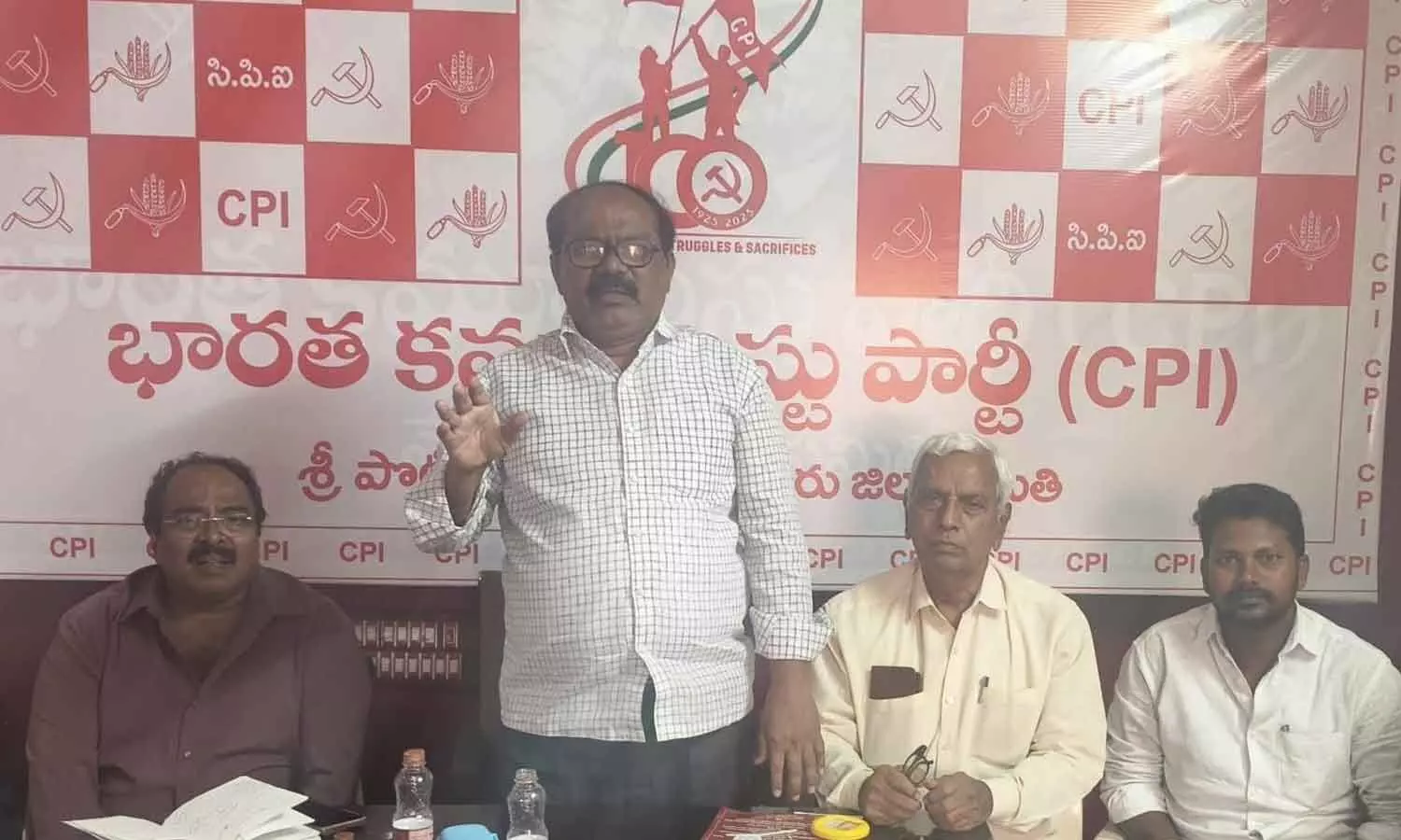 CPI State Secretariat member Jangala Vijayakumar addressing party leaders the executive committee meeting in Nellore on Saturday CPI State Secretariat member Jangala Vijayakumar addressing party leaders the executive committee meeting in Nellore on Saturday