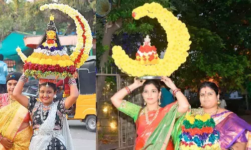 Bathukamma Celebrations at Thousand Pillar Temple on Saturday