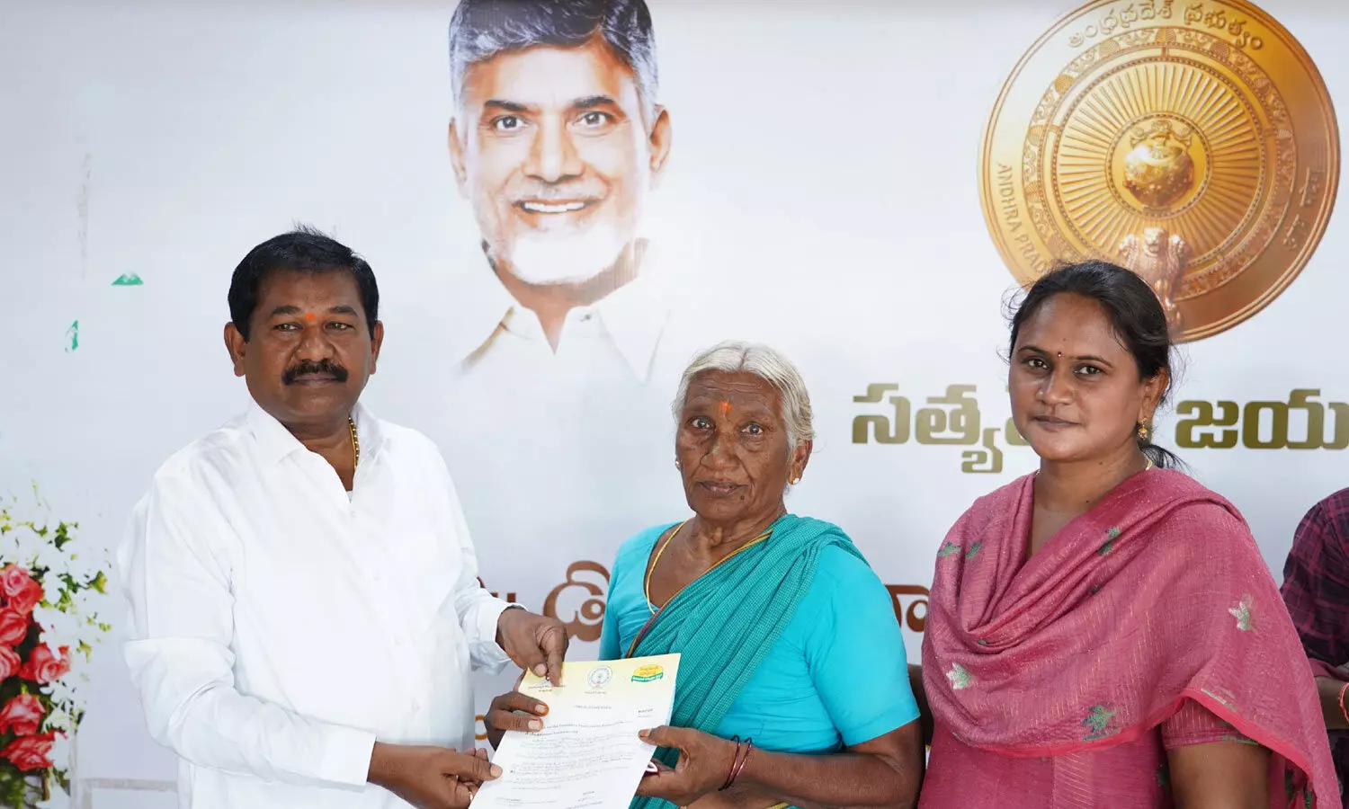 Minister Dr DSBV Swamy distributing CMRF cheques to beneficiaries in Turpu Naidupalem on Sunday Minister Dr DSBV Swamy distributing CMRF cheques to beneficiaries in Turpu Naidupalem on Sunday