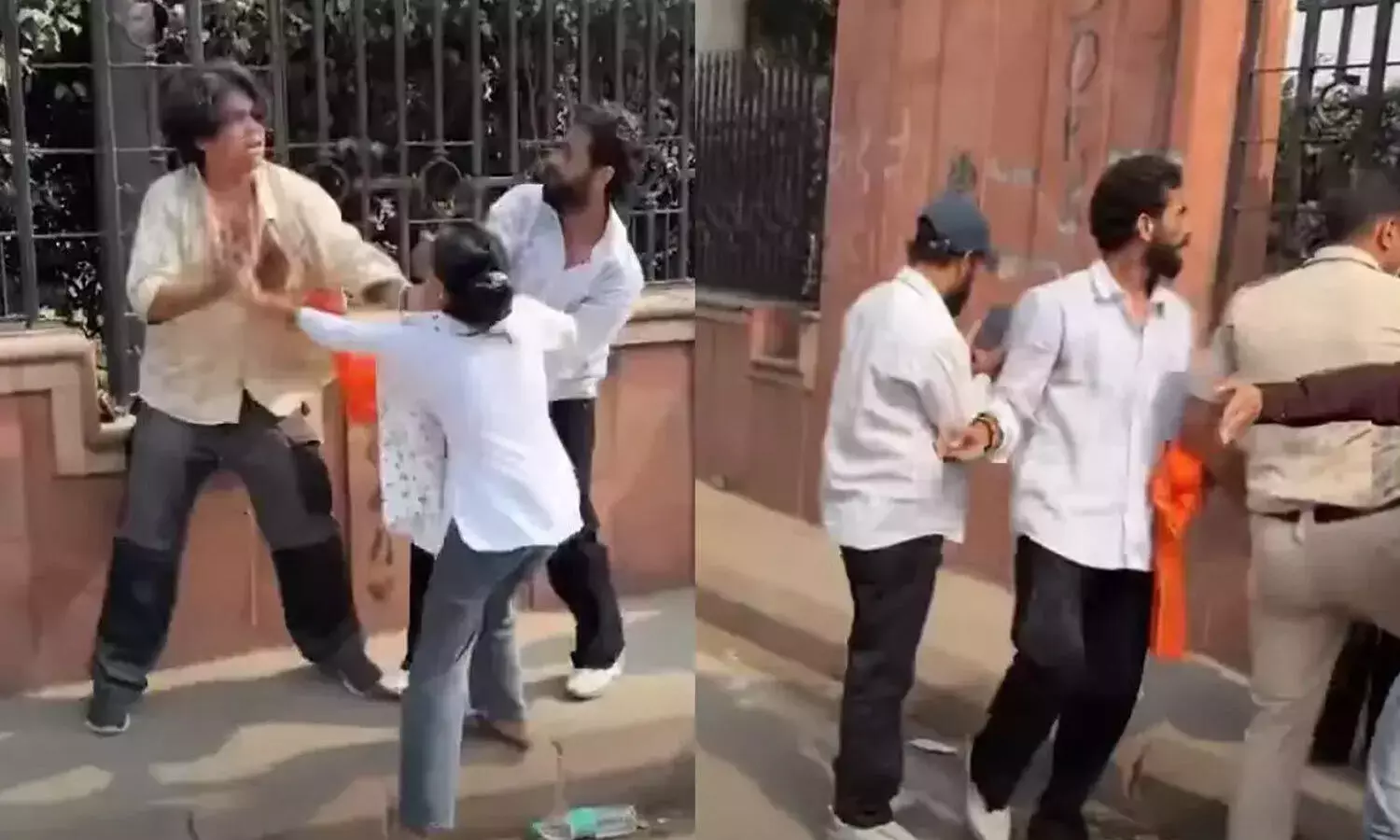 Saffron-clad groups roam on streets, assault protesters Saffron-clad groups roam on streets, assault protesters