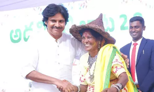 Deputy CM Pawan Kalyan at a gram sabha in Kakavada village of Polavaram district on Sunday