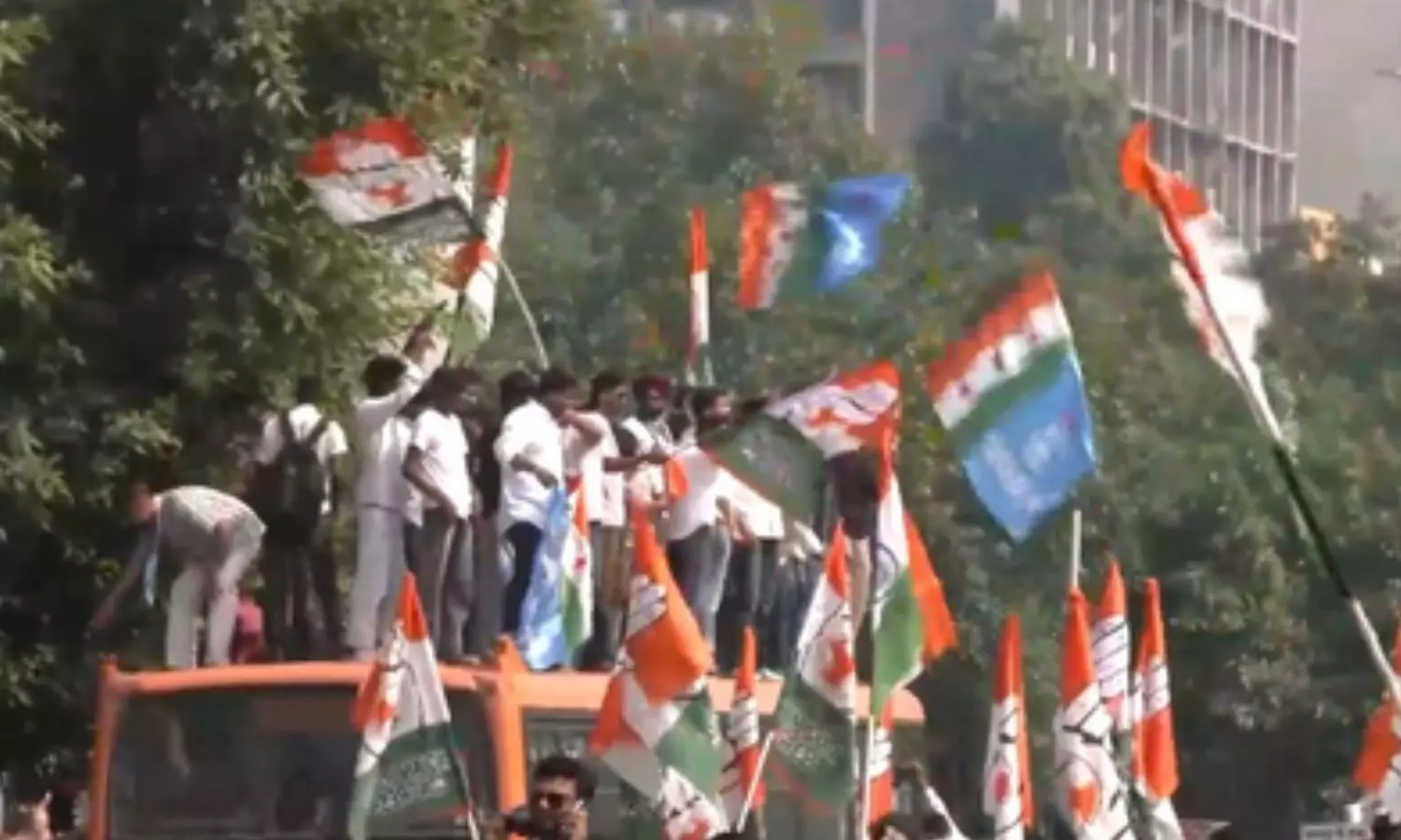 Amid heavy security arrangements and barricading by the Delhi Police Amid heavy security arrangements and barricading by the Delhi Police