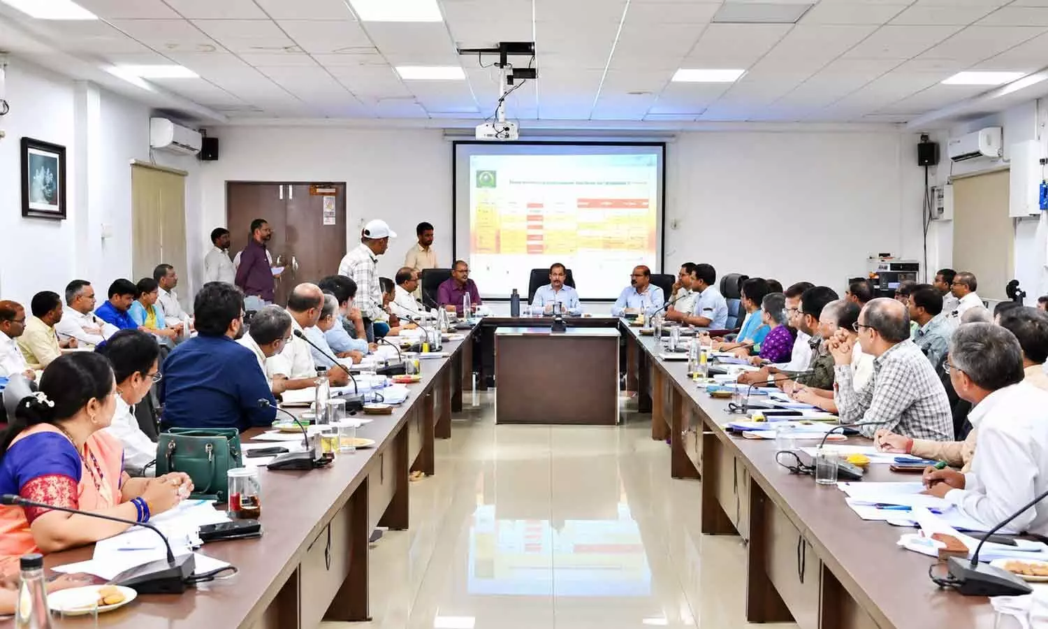 Samagra Shiksha state project director B Srinivasa Rao addressing a review meeting with additional project coordinators, executive engineers, financial accounting officers and other officials at the Samagra Shiksha state office in Vijayawada on Monday Samagra Shiksha state project director B Srinivasa Rao addressing a review meeting with additional project coordinators, executive engineers, financial accounting officers and other officials at the Samagra Shiksha state office in Vijayawada on Monday