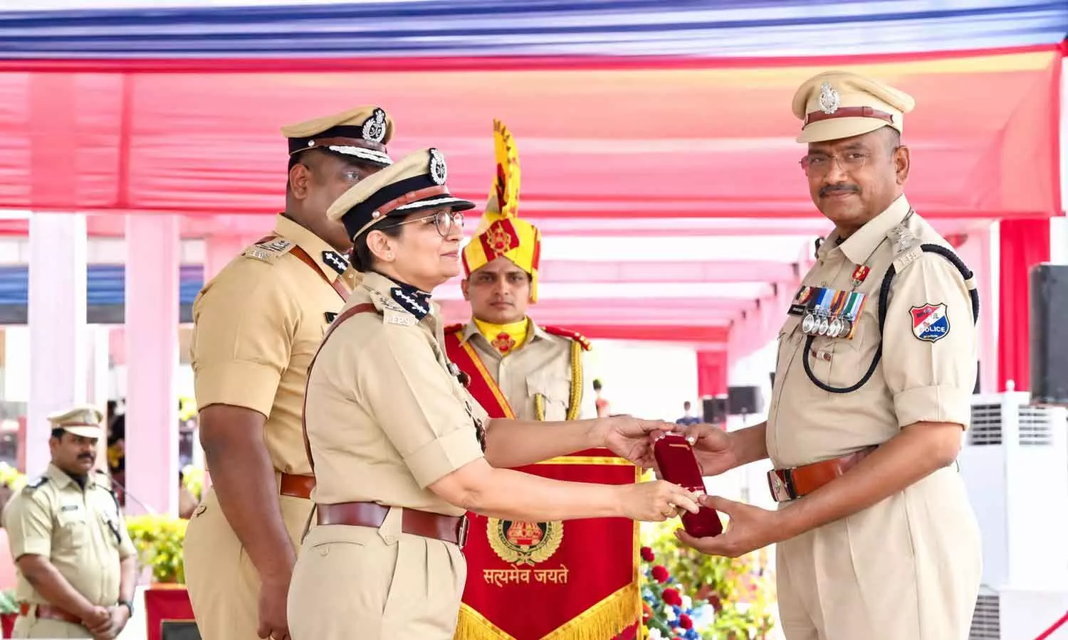 RPF Assistant Security Commissioner K Rajagopala Reddy receiving the President’s Police Medal on Monday RPF Assistant Security Commissioner K Rajagopala Reddy receiving the President’s Police Medal on Monday